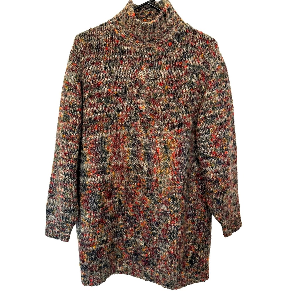 Vintage DD Sloane Cozy Chunky Cable Knit Mock Sweater Womens Medium Marled Fuzzy